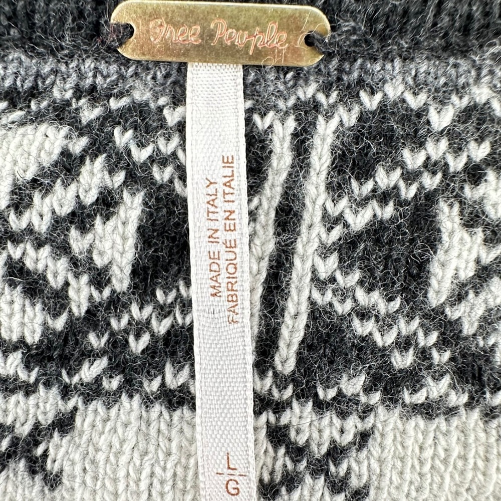 Free People Sweater Fair Isle Wool Cashmere Cropped Pullover Boho Nordic Women L - Picture 5 of 10